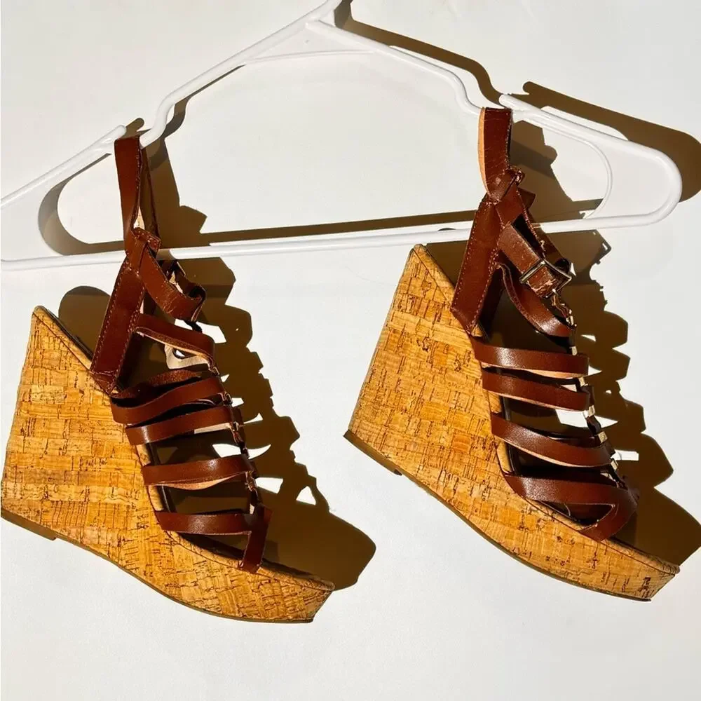 Steve Madden Brown Strappy Wedge Sandals